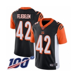 Men's Cincinnati Bengals #42 Clayton Fejedelem Black Team Color Vapor Untouchable Limited Player 100th Season Football Jersey