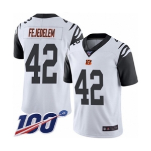 Men's Cincinnati Bengals #42 Clayton Fejedelem Limited White Rush Vapor Untouchable 100th Season Football Jersey