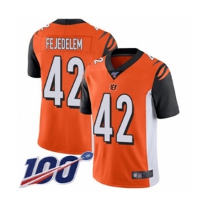 Men's Cincinnati Bengals #42 Clayton Fejedelem Orange Alternate Vapor Untouchable Limited Player 100th Season Football Jersey