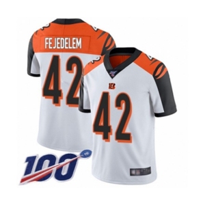 Men's Cincinnati Bengals #42 Clayton Fejedelem White Vapor Untouchable Limited Player 100th Season Football Jersey