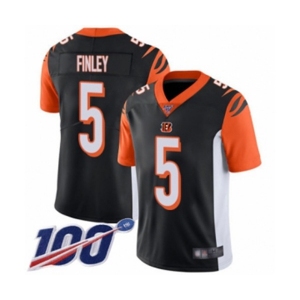 Men's Cincinnati Bengals #5 Ryan Finley Black Team Color Vapor Untouchable Limited Player 100th Season Football Jersey