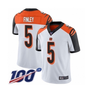 Men's Cincinnati Bengals #5 Ryan Finley White Vapor Untouchable Limited Player 100th Season Football Jersey