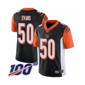 Men's Cincinnati Bengals #50 Jordan Evans Black Team Color Vapor Untouchable Limited Player 100th Season Football Jersey