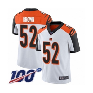 Men's Cincinnati Bengals #52 Preston Brown White Vapor Untouchable Limited Player 100th Season Football Jersey