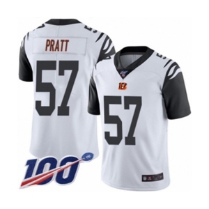 Men's Cincinnati Bengals #57 Germaine Pratt Limited White Rush Vapor Untouchable 100th Season Football Jersey