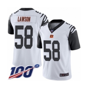 Men's Cincinnati Bengals #58 Carl Lawson Limited White Rush Vapor Untouchable 100th Season Football Jersey