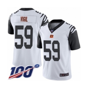 Men's Cincinnati Bengals #59 Nick Vigil Limited White Rush Vapor Untouchable 100th Season Football Jersey