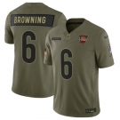 Men's Cincinnati Bengals #6 Jake Browning Olive 2025 Salute to Service Limited Football Stitched Jersey