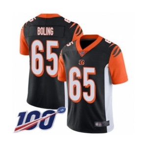 Men's Cincinnati Bengals #65 Clint Boling Black Team Color Vapor Untouchable Limited Player 100th Season Football Jersey