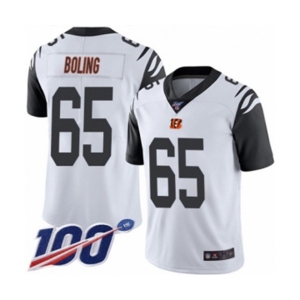 Men's Cincinnati Bengals #65 Clint Boling Limited White Rush Vapor Untouchable 100th Season Football Jersey