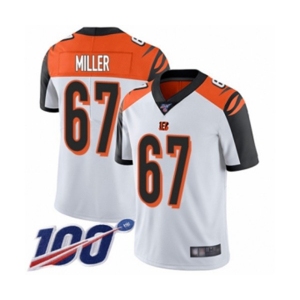 Men's Cincinnati Bengals #67 John Miller White Vapor Untouchable Limited Player 100th Season Football Jersey