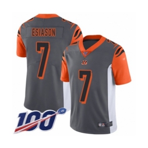 Men's Cincinnati Bengals #7 Boomer Esiason Limited Silver Inverted Legend 100th Season Football Jersey