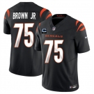 Men's Cincinnati Bengals #75 Orlando Brown Jr Black 2025 F.U.S.E. With 2-Star C Patch Vapor Untouchable Limited Stitched Football Jersey