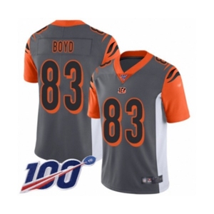 Men's Cincinnati Bengals #83 Tyler Boyd Limited Silver Inverted Legend 100th Season Football Jersey