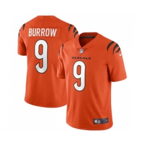 Men's Cincinnati Bengals #9 Joe Burrow 2021 Orange Vapor Limited Stitched Football Jersey