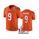 Men's Cincinnati Bengals #9 Joe Burrow 2022 Orange Super Bowl LVI Vapor Limited Stitched Jersey