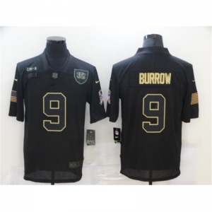 Men's Cincinnati Bengals #9 Joe Burrow Black Nike 2020 Salute To Service Limited Jersey