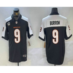 Men's Cincinnati Bengals #9 Joe Burrow Black Thanksgiving FUSE Vapor Limited Stitched Jersey