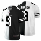 Men's Cincinnati Bengals #9 Joe Burrow Black White Limited Split Fashion Football Jersey