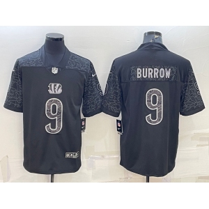 Men's Cincinnati Bengals #9 Joe Burrow CeeDee Lamb Black Reflective Limited Stitched Football Jersey