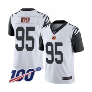 Men's Cincinnati Bengals #95 Renell Wren Limited White Rush Vapor Untouchable 100th Season Football Jersey