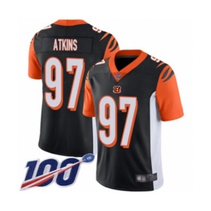 Men's Cincinnati Bengals #97 Geno Atkins Black Team Color Vapor Untouchable Limited Player 100th Season Football Jersey