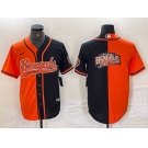 Men's Cincinnati Bengals Big Logo Orange Black Two Tone Cool Base Stitched Baseball Jersey