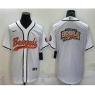 Men's Cincinnati Bengals White Team Big Logo With Patch Cool Base Stitched Baseball Jersey