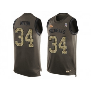 Men's Nike Cincinnati Bengals #34 Joe Mixon Limited Green Salute to Service Tank Top NFL Jersey