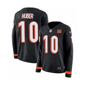 Women Nike Cincinnati Bengals #10 Kevin Huber Limited Black Therma Long Sleeve NFL Jersey