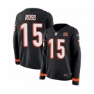 Women Nike Cincinnati Bengals #15 John Ross Limited Black Therma Long Sleeve NFL Jersey