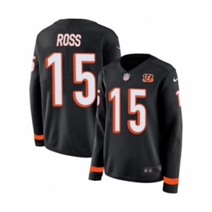 Women Nike Cincinnati Bengals #15 John Ross Limited Black Therma Long Sleeve NFL Jersey