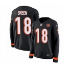 Women Nike Cincinnati Bengals #18 A.J. Green Limited Black Therma Long Sleeve NFL Jersey