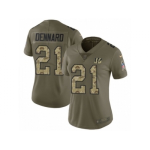Women Nike Cincinnati Bengals #21 Darqueze Dennard Limited Olive Camo 2017 Salute to Service NFL Jersey