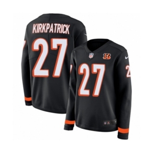Women Nike Cincinnati Bengals #27 Dre Kirkpatrick Limited Black Therma Long Sleeve NFL Jersey