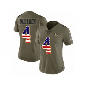 Women Nike Cincinnati Bengals #4 Randy Bullock Limited Olive USA Flag 2017 Salute to Service NFL Jersey
