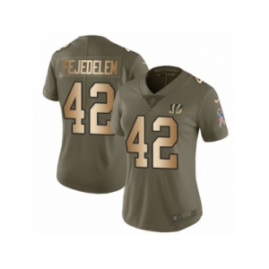 Women Nike Cincinnati Bengals #42 Clayton Fejedelem Limited Olive Gold 2017 Salute to Service NFL Jersey