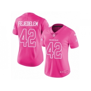 Women Nike Cincinnati Bengals #42 Clayton Fejedelem Limited Pink Rush Fashion NFL Jersey