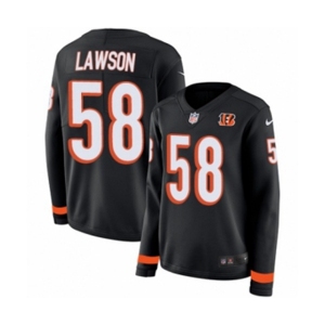 Women Nike Cincinnati Bengals #58 Carl Lawson Limited Black Therma Long Sleeve NFL Jersey