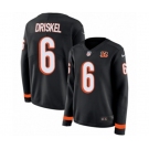 Women Nike Cincinnati Bengals #6 Jeff Driskel Limited Black Therma Long Sleeve NFL Jersey