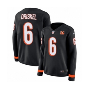 Women Nike Cincinnati Bengals #6 Jeff Driskel Limited Black Therma Long Sleeve NFL Jersey