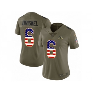 Women Nike Cincinnati Bengals #6 Jeff Driskel Limited Olive USA Flag 2017 Salute to Service NFL Jersey