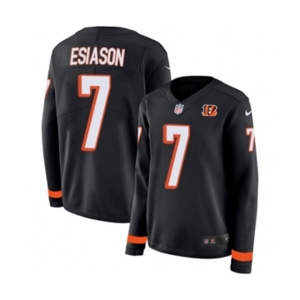 Women Nike Cincinnati Bengals #7 Boomer Esiason Limited Black Therma Long Sleeve NFL Jersey