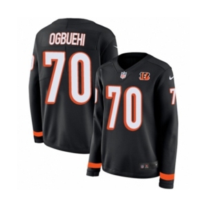 Women Nike Cincinnati Bengals #70 Cedric Ogbuehi Limited Black Therma Long Sleeve NFL Jersey