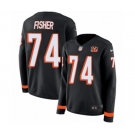 Women Nike Cincinnati Bengals #74 Jake Fisher Limited Black Therma Long Sleeve NFL Jersey