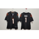 Women's Cincinnati Bengals #1 Ja'Marr Chase Black Vapor Football Stitched Jersey