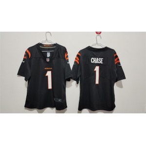 Women's Cincinnati Bengals #1 Ja'Marr Chase Black Vapor Football Stitched Jersey