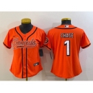 Women's Cincinnati Bengals #1 JaMarr Chase Orange With Patch Cool Base Stitched Baseball Jersey