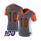 Women's Cincinnati Bengals #10 Kevin Huber Limited Silver Inverted Legend 100th Season Football Jersey