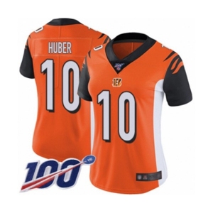 Women's Cincinnati Bengals #10 Kevin Huber Orange Alternate Vapor Untouchable Limited Player 100th Season Football Jersey